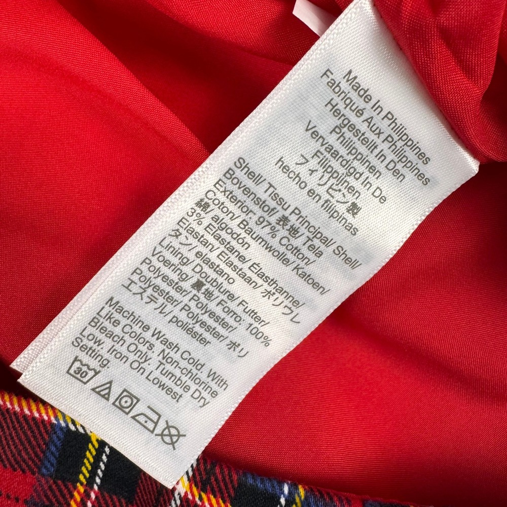 J.Crew Pencil Skirt Women 4P Red Plaid Tartan Cotton Blend Stretch - Picture 6 of 9